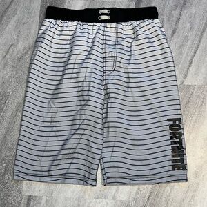 Grey & black striped Fortnite swim bottoms size XL kids swim trunks